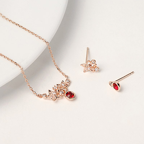 [귀걸이 + 목걸이] 탄생화 그리고 탄생석 세트